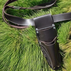 Leather Hori Hori Knife Sheath Belt with Pruner & Scissor Pockets