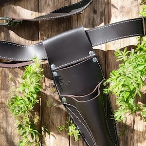 Hori Hori Knife Leather Sheath Belt with Pruner & Scissor Pockets