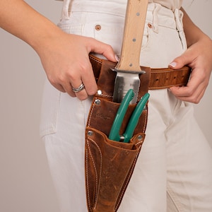 Hori Hori  Sheath Leather Belt with Pruner & Scissor Pockets