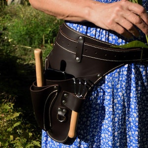 Full Grain Leather Garden Tool Belt, Florist Work Pockets, Durable Workwear image 14