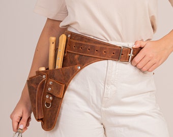 Cadeau en cuir. Ceinture à outils de jardin en cuir. Ceinture à outils en cuir personnalisée pour fleuriste, ceinture de jardinage, ceinture de sac à outils, pochette de ceinture à outils pour fermier