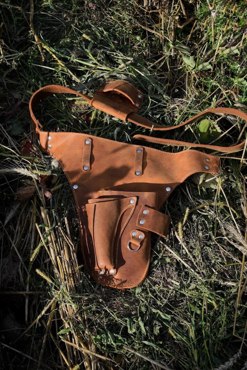 Full Grain Leather Garden Tool Belt, Florist Work Pockets, Durable Workwear image 17