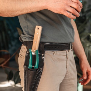 Leather Hori Hori Gardening Belt with Pruner & Scissor Pockets Personalized