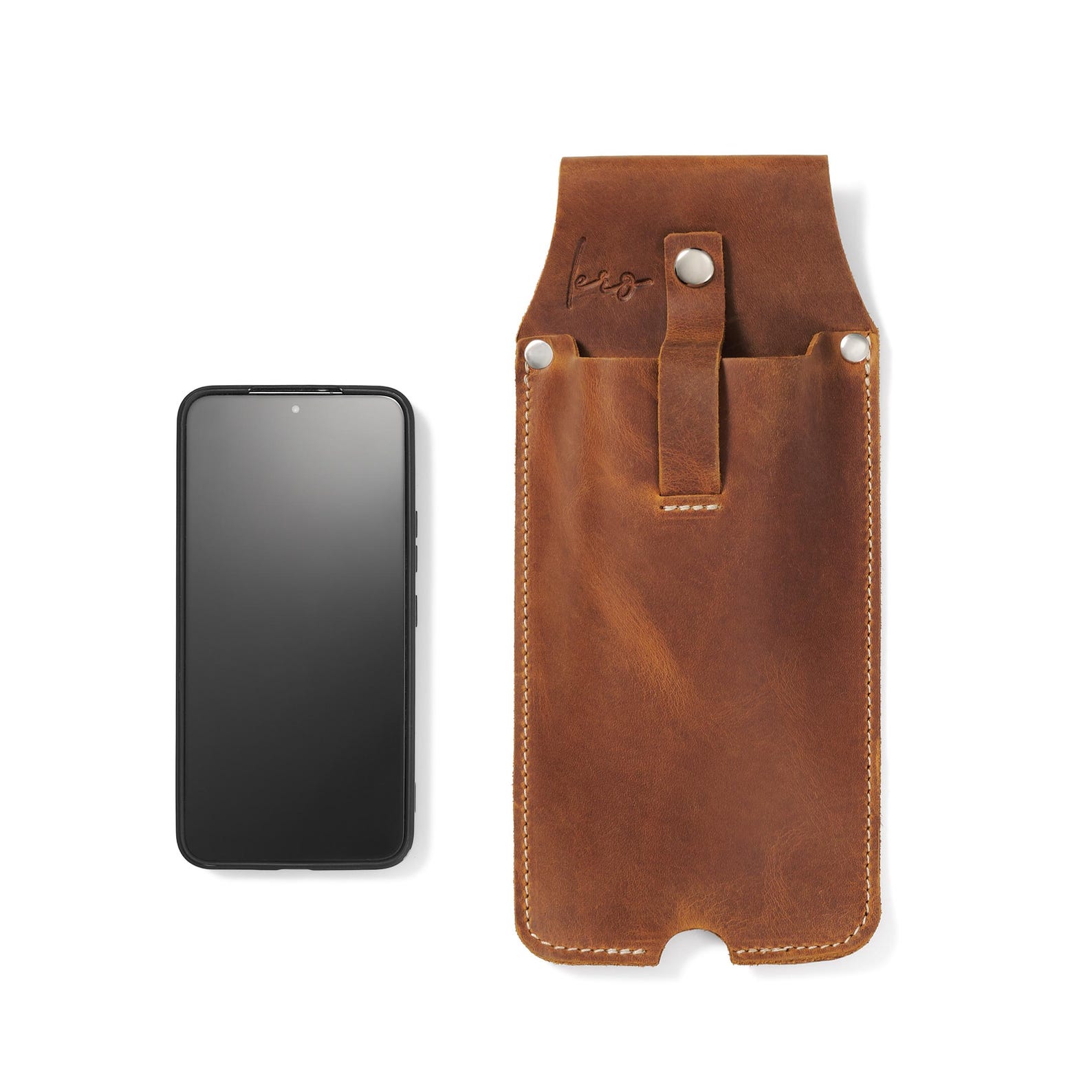 Personalized Leather Phone Holster, Full Grain Leather Phone Case With ...