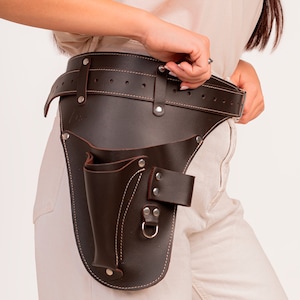 Leather Garden Tool Belt: Dark Brown Full Grain Italian Leather