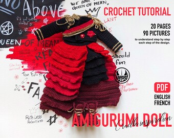 Cruella Devil amigurumi doll pattern, Cruella doll crochet tutorial, amigurumi pattern, Cruella crochet tutorial