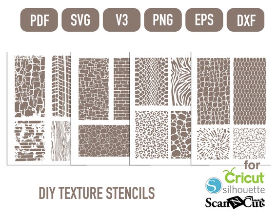 DIY Pochoirs textures scrapbooking pdf, png, svg, dxf, eps, Silhouette v3, digital pochoirs art journal, pochoirs junk journal