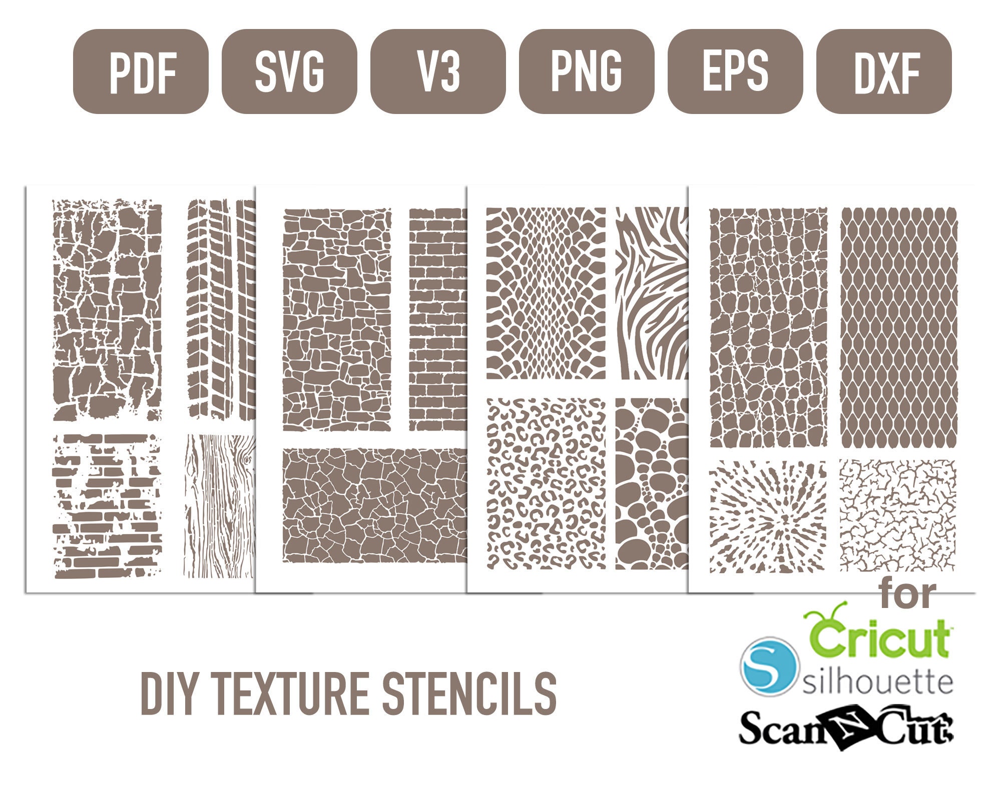DIY Texture Stencils Scrapbooking Pdf, Png, Svg, Dxf, Eps, Silhouette