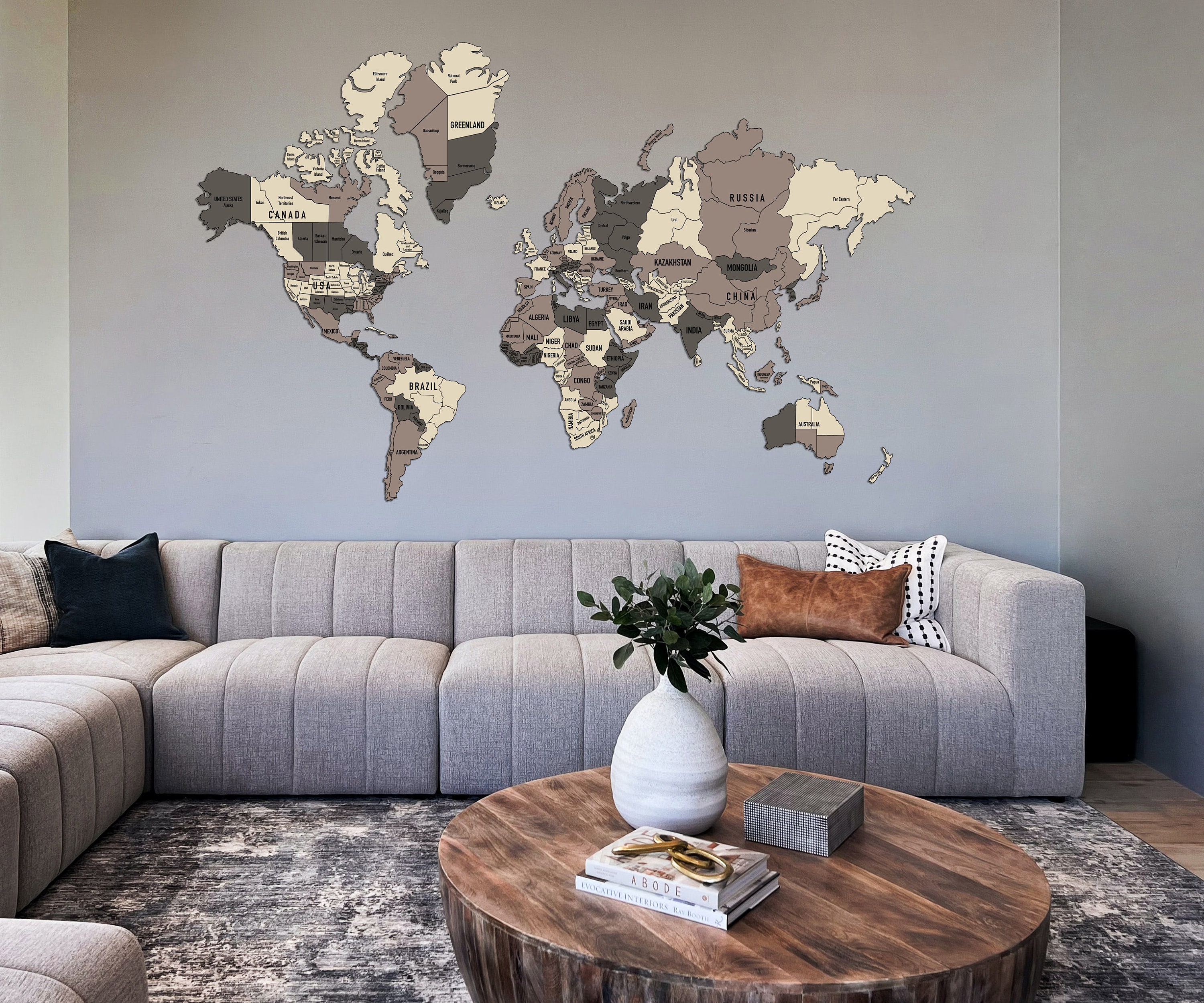 DIY Printable Wall World Map Pdf, Png, Svg, Dxf, Eps, Silhouette V3 ...