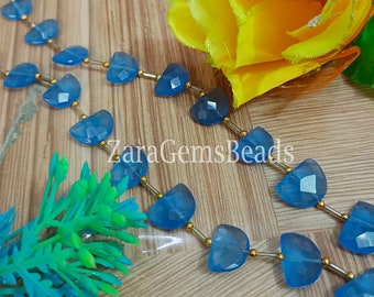 Blue Chalcedony Beads: Faceted D Fancy Shape, 8 Inch Strand