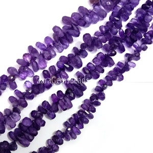 Amethyst Briolette Pear Gemstone Beads, 5x9-6x12mm, Purple Amethyst Faceted Drop Shape Beads, 8&quot; Strand, Finding