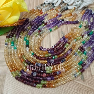 Natural Multi Stone Rondelle Shape Beads, 4-5mm, 13 Inch Strand, Mix Color Faceted Gemstone Beads, Beads Strand