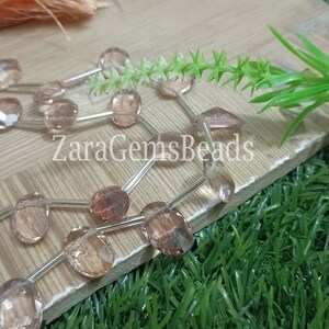 Champagne Faceted Gemstone Beads: Oval Cut Stone Strand, 8 Inch