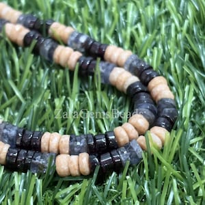 Multi Stone Faceted Heishi Tyre Shape Beads, 8" Strand, 5-6mm, Mix Color Smooth Wheel Gemstone Beads, Beads Strand
