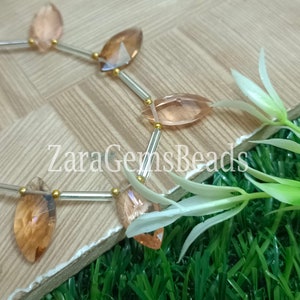 Champagner Edelstein Perlen: Facettierte Marquise, 8 Inch Strang
