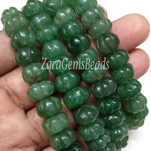 Green Strawberry Quartz Carved Rondelle Beads: 8&quot; Strand (7-8mm)