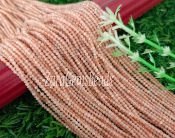 Peach Moonstone Micro Cut Faceted Gemstone Beads, 2mm, 13 Inch Strand, Moonstone Tiny Rondelle Shape Beads, Craft