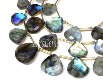 Natural Multi Fire Labradorite Gemstone Beads, 13-18mm, AAA Quality, Labradorite Faceted Heart Shape Beads, 8&quot; Strand
