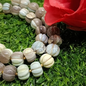 Green Boulder Opal Handmade Gemstone Beads, 12-13mm, 8 Inch Strand, Boulder Opal Carving Rondelle Shape Beads