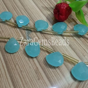 Blue Chalcedony Heart Beads: Faceted Gemstone Strand (11mm, 8 Inch)