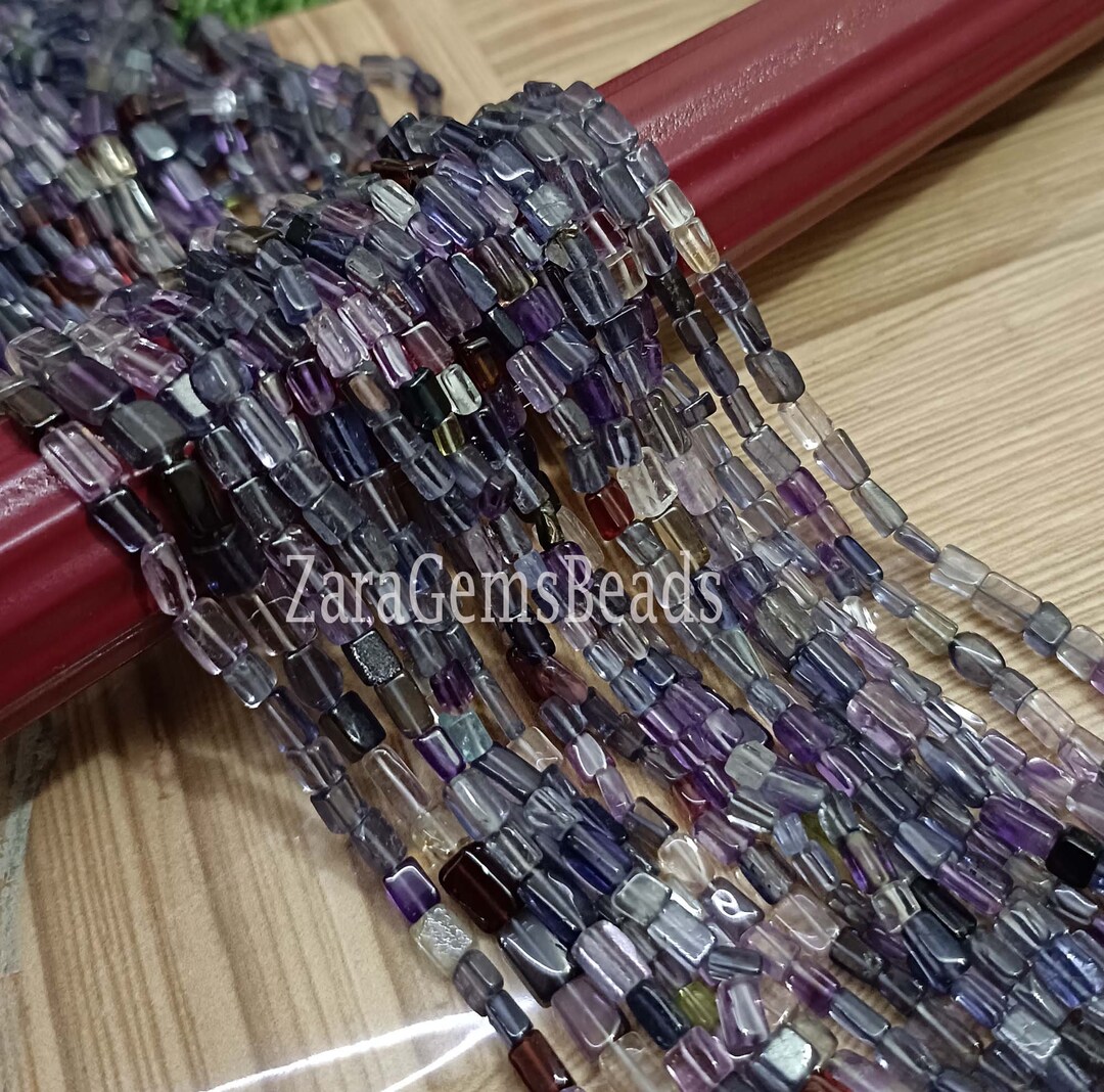 Multi Colour Handmade Rectangle Shape Beads, 4x65x8mm 13 Inch Strand