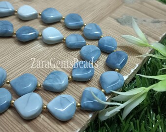 Natural Oregon Opal Heart Shape Beads, T Drilled Beads, 11-13mm, 8 Inch Strand, Blue Opal Smooth Gemstone Beads,