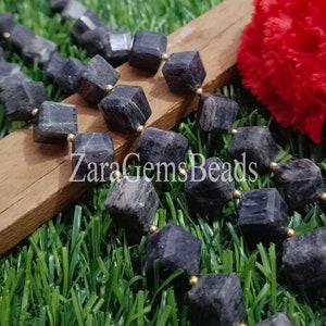 Blue Markag Gemstone Beads: 3D Box Shape, 8 Inch Strand