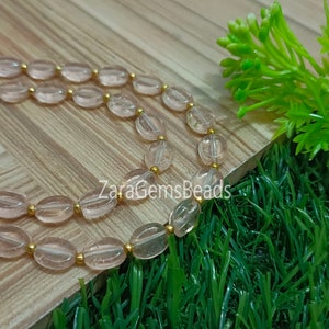 Yellow Champagne Gemstone Beads: Smooth Oval Jewelry Craft - 8 Inch Strand