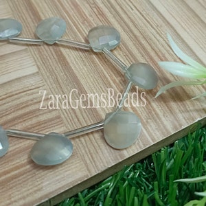 Natural Moonstone Faceted Gemstone Beads, 11-12mm, 8 Inch Strand, Grey Moonstone Heart Shape Beads, Craft