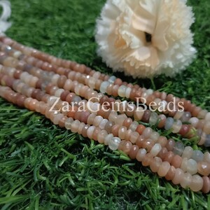 Rear Moonstone Rondelle Shape Beads, 5-7mm, 13 Inch Strand, Multi Moonstone Faceted Gemstone Beads, Beads Strand