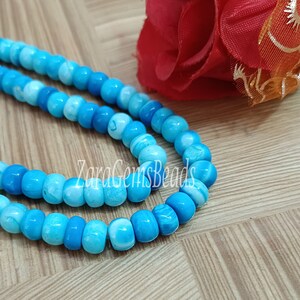 Blue Opal Gemstone Beads: Shaded Smooth Rondelle, 8 Inch Strand