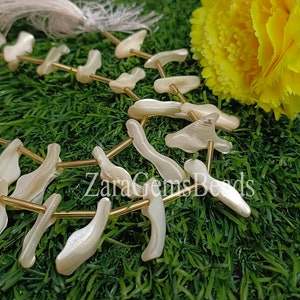 Perle di perle naturali grezze a forma di pepita, filo da 8 pollici, perle di pietre preziose grezze lisce di perle bianche, artigianato di gioielli