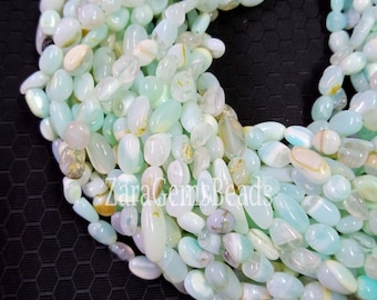 Blue Peru Opal Nugget Beads: 5-6mm Gemstone Strand
