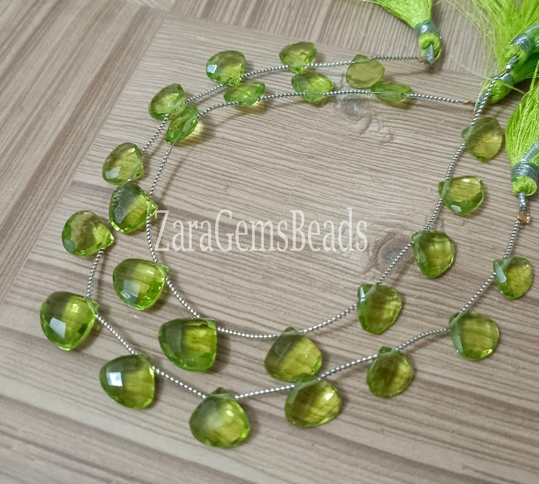 Green Peridot Heart Shape Beads, 10-11mm, 8 Inch Strand, Peridot ...