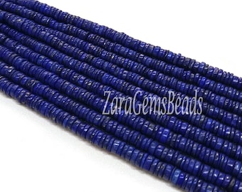 Perles Heishi Tyer faites main en lapis-lazuli 5-6 mm, perles de lapis-lazuli lisses bleus, brins 8", artisanat