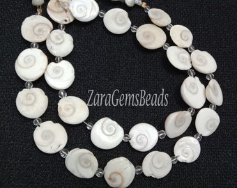Shiva Eye Gemstone Beads: White Natural Stone, 8&quot; Strand