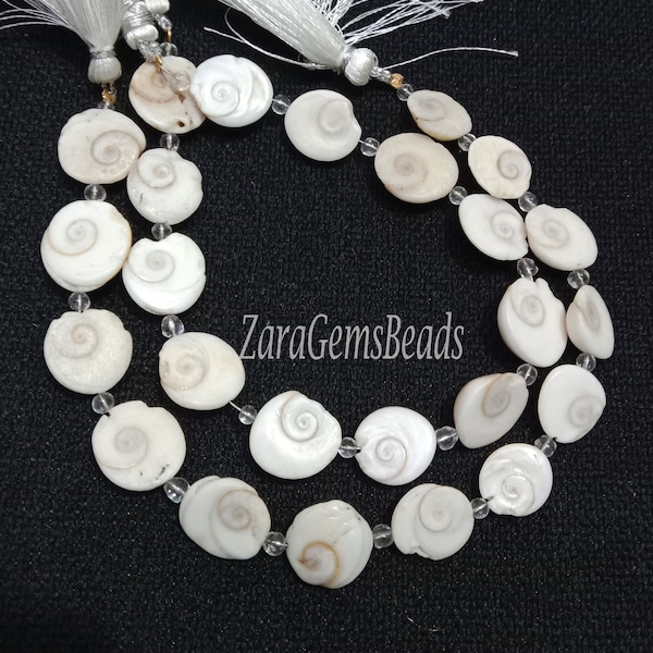 Shiva Eye Smooth Gemstone Beads, Natural Stone, White Shiva Eye Plain T Drilled Fancy Shape Beads, 8"Strand, Craft