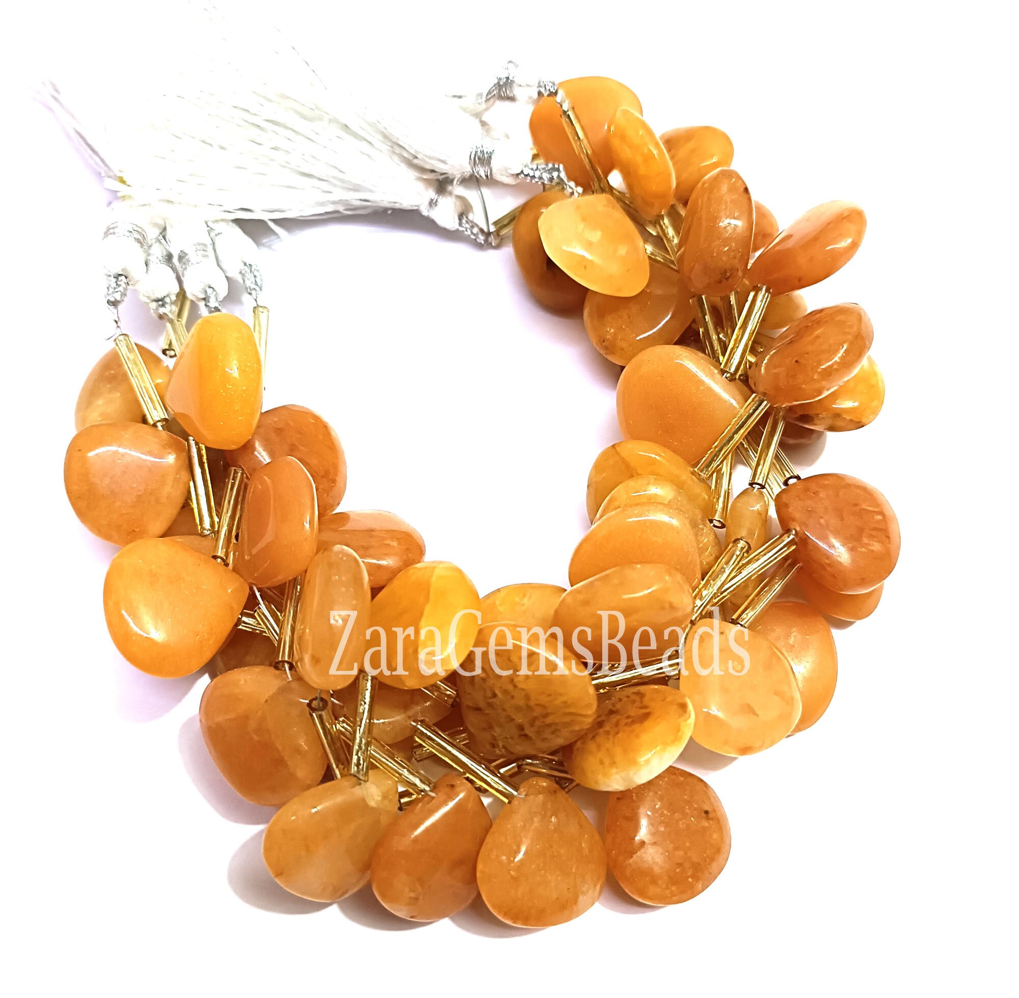 Yellow Dyed Berial Smooth Gemstone Beads, 16-18mm, Berial Handmade Heart Shape Beads, 8" Strand, Jewelry Making