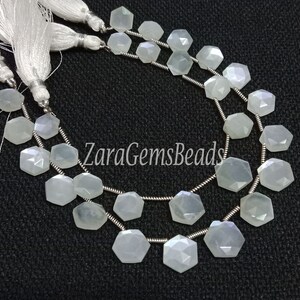 Natural Moonstone Briolette Gemstone Beads, 7x9-10x13mm, White Moonstone Star Faceted Fancy Shape Beads, 8" Strand