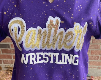 Custom sports mom tshirt, custom mascot shirt, sparkle tee, custom wrestling mom shirt