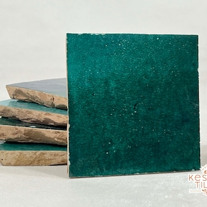 1 Square Feet 4inchx4inch EMERLAD GREEN Zellige Tiles - Customizable Tiles For Home Decor - Bathroom , Kitchen And Backsplash Tiles
