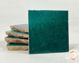 1 Square Feet 4inchx4inch EMERLAD GREEN Zellige Tiles - Customizable Tiles For Home Decor - Bathroom , Kitchen And Backsplash Tiles