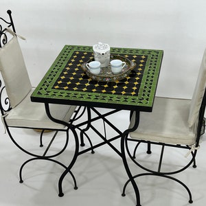 CUSTOMIZABLE MOSAIC TABLE, Handmade Rectangular Table, Moroccan Zellije Table, Traditional Custom Made Design,  Mid Century Mosaic Table
