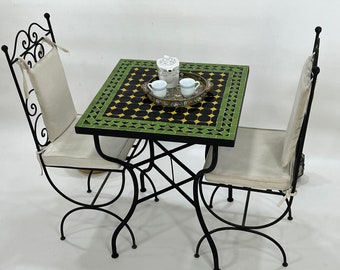 AANPASBARE MOZAÏEKTAFEL, handgemaakte rechthoekige tafel, Marokkaanse Zellije-tafel, traditioneel op maat gemaakt ontwerp, Mid Century-mozaïektafel