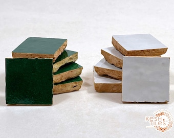 1 Square Feet 2inchx2inch EMERLAD GREEN And WHITE Zellige Tiles - Customizable Tiles For  Bathroom , Kitchen And Backsplash Walls Renovation