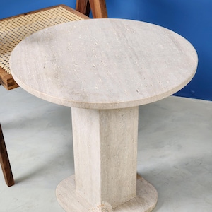 UNIQUE TRAVERTINE TABLE , Round Beige Travertine Table, Indoor Marble Coffee Table, Luxurious Natural Stone Table For Home Furniture.