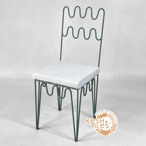SET Of IRON CHAIRS - Luxurious Wrought Sage Green Chairs With Free White Cushions - Handmade Patio Set Of Iron Chairs