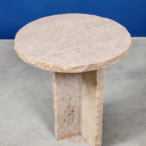 CHIC TRAVERTINE TABLE , Made To Order Beige Travertine Table, Indoor Marble Tea Table, Natural Stone Table For Home Furniture.