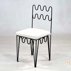 HANDMADE IRON CHAIRS Moroccan Handpainted Iron Stools Luxurious Wrought Chairs With Free White Cushions, Unique Home Furniture zdjęcie 2