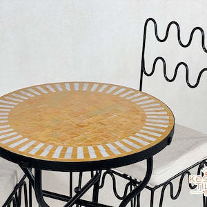 ORANGE MOSAIC TABLE, Handmade Round Table,   Luxurious Outdoor Patio Furniture For Home Decor and Furniture - Elevate Your Patio